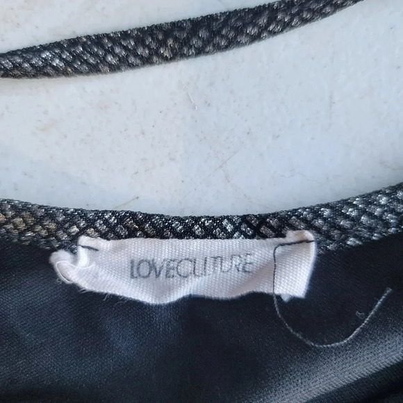 Love Culture Cropped Ruffle Silver Black Metallic Spaghetti Strap S Womens Top - Picture 7 of 12
